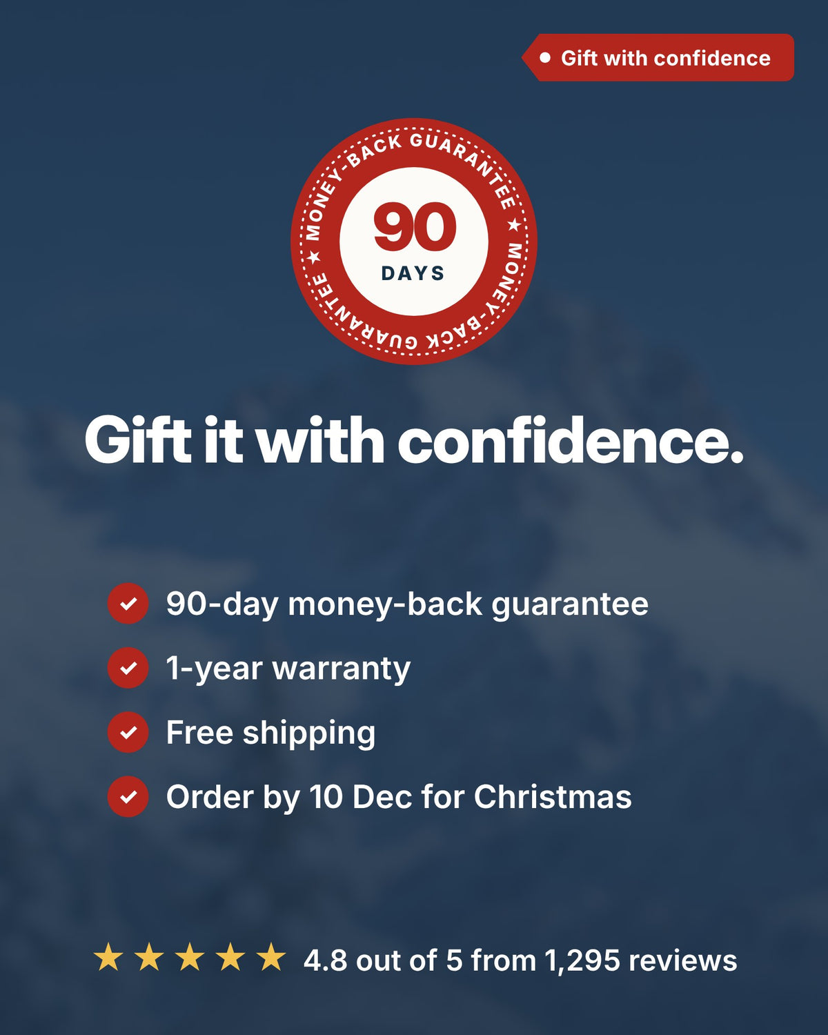 90-day money-back guarantee and 1-year warranty